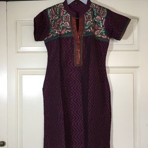 Purple/Black Embellished Kurta Dress  - Large